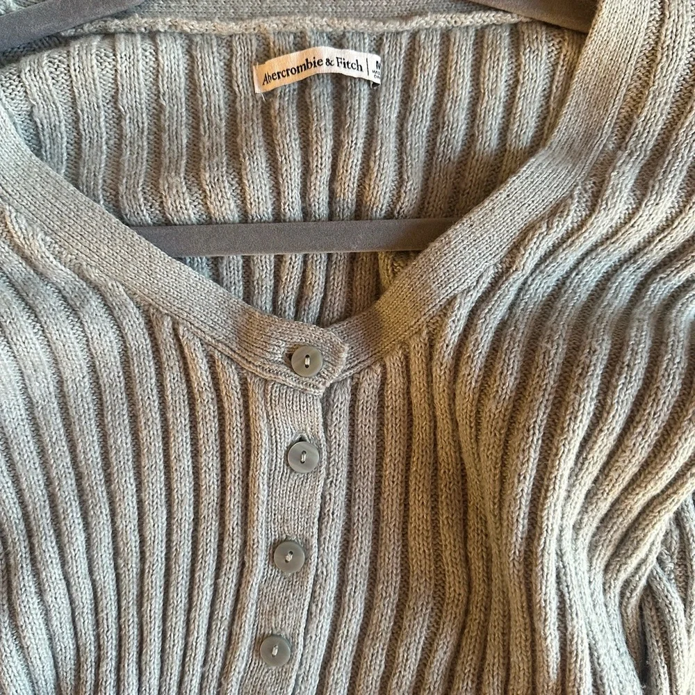 Abercrombie & Fitch Mint Green Cropped Ribbed Cardigan SZ M - Picture 7 of 7
